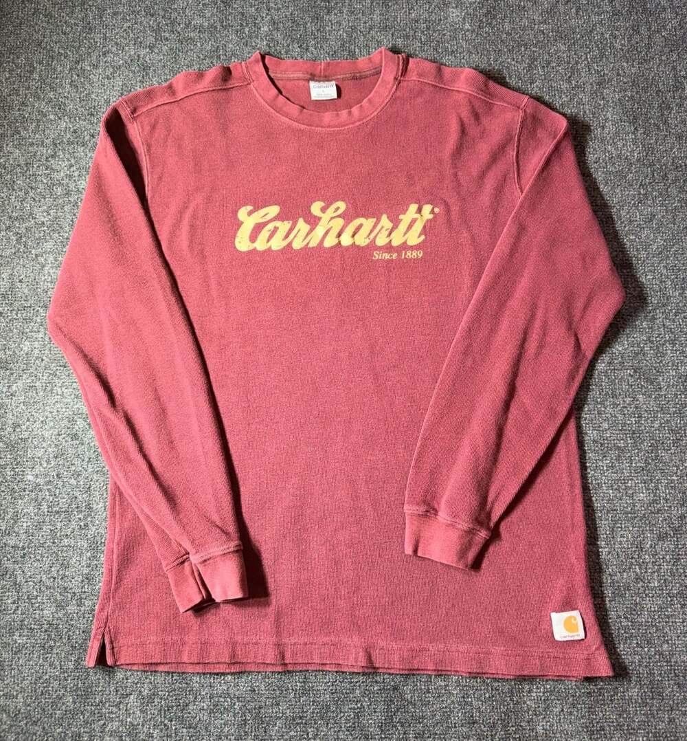 Carhartt Waffle Knit Thermal Long Sleeve Size L Red